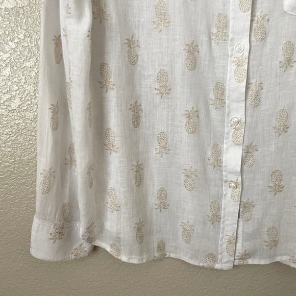 Rails Top Womens Small White Gold Charli Pineapple Linen Button Down Tropical - Picture 5 of 11